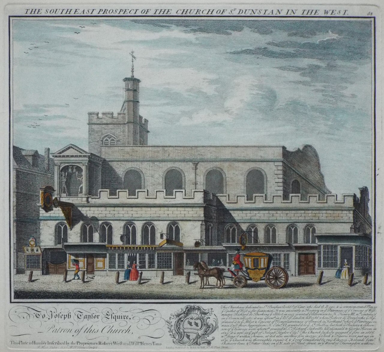 Print - The South East Prospect of the Church of St.Dunstan in the West - Toms